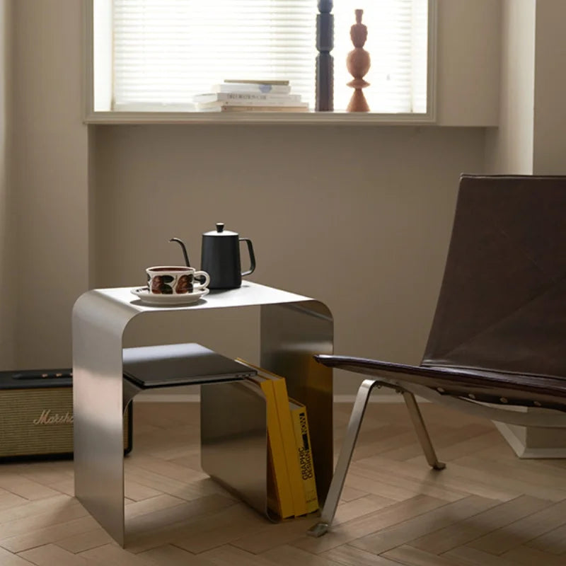 Vetra Brushed Steel Side Table