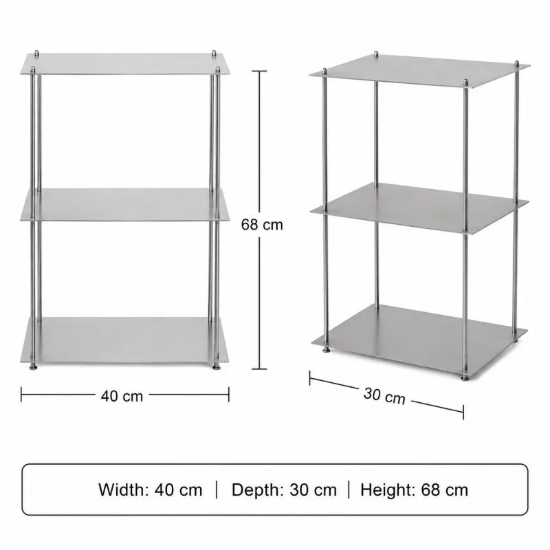 Atria Brushed Steel Three-Tier Shelf