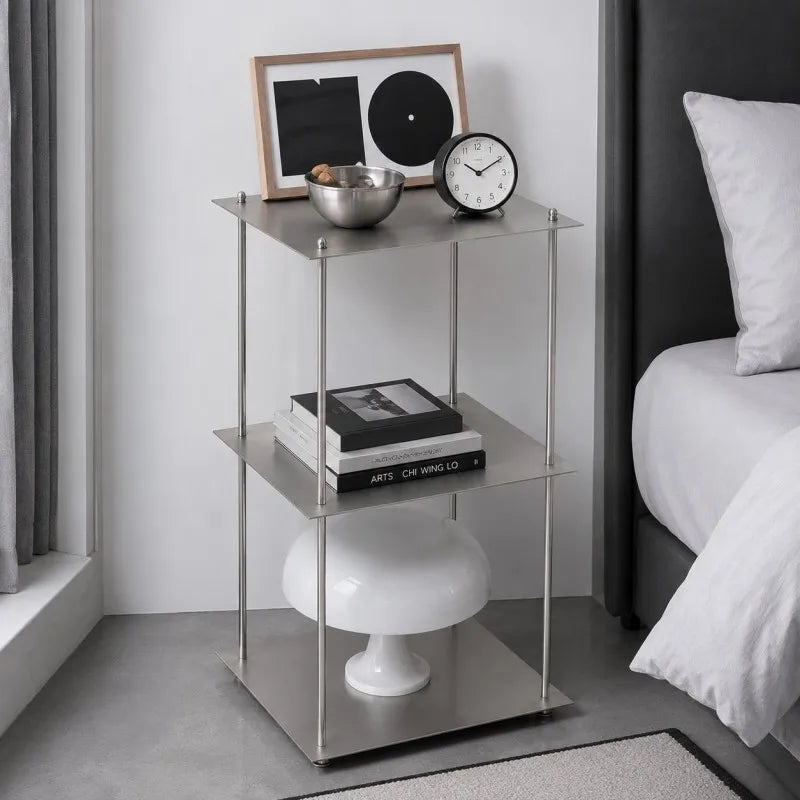 Atria Brushed Steel Three-Tier Shelf